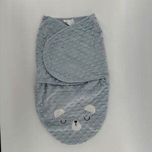 Kyle & Deena Blue Minky Dot Bear Face Baby Swaddle Sleep Sack 0-3M BK20512225